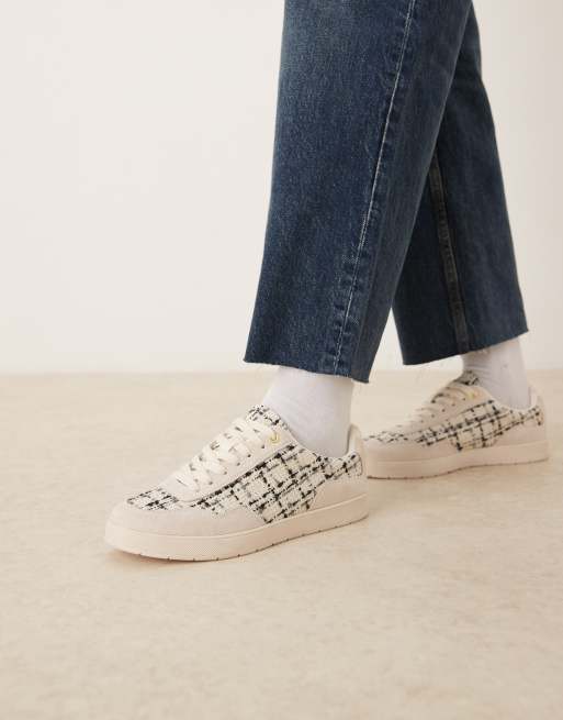 ASOS DESIGN – Deuce – Naturfärgade sneakers med tweed och snörning, 4 av 5