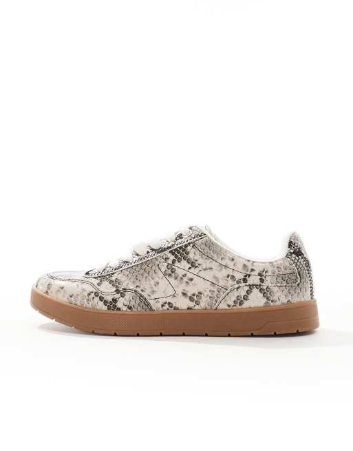 Stradivarius Snake Print Plimsolls Moda In Pelle Abbiy Leather
