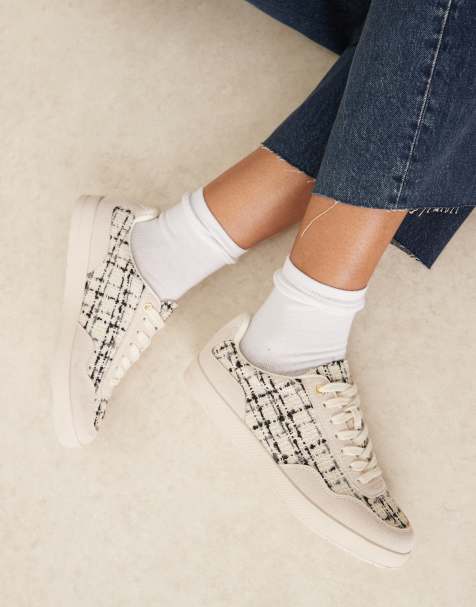 ASOS DESIGN – Deuce – Tweedowe sznurowane buty sportowe w kolorze naturalnym - view 1
