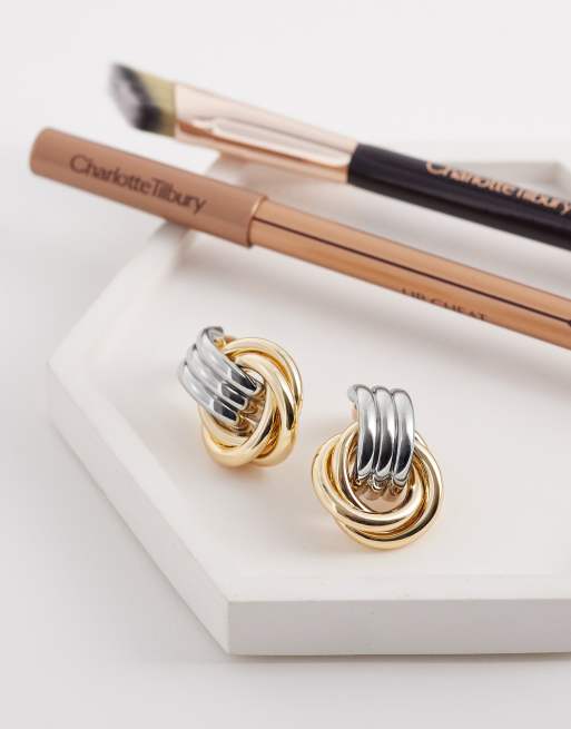 ASOS DESIGN - Deurklopper-oorknopjes in gemengde zilver- en goudkleur, 2 van 4