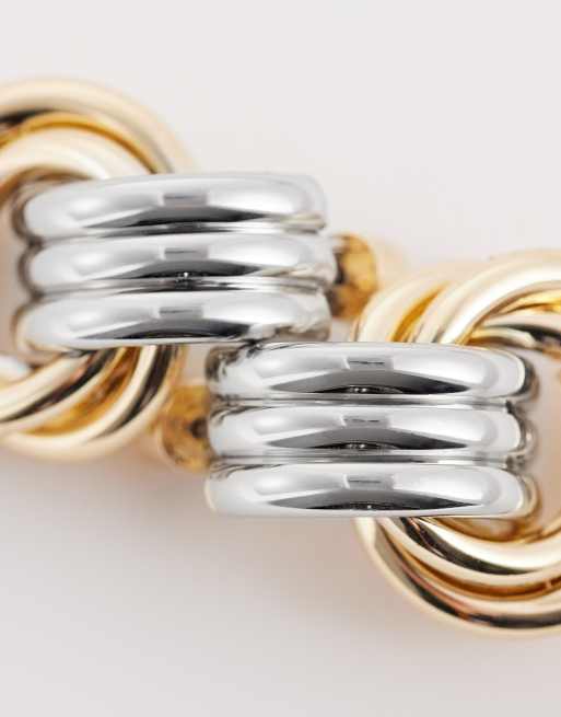 ASOS DESIGN - Deurklopper-oorknopjes in gemengde zilver- en goudkleur, 3 van 4