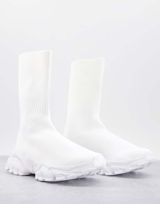 ASOS DESIGN - Deven - Sneaker a calza bianche