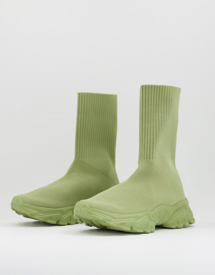 ASOS DESIGN Deven sock sneakers in khaki-Green