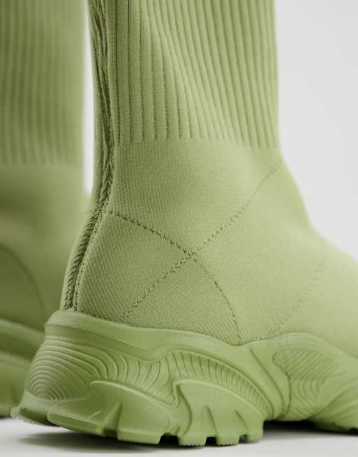 ASOS DESIGN Deven sock sneakers in khaki