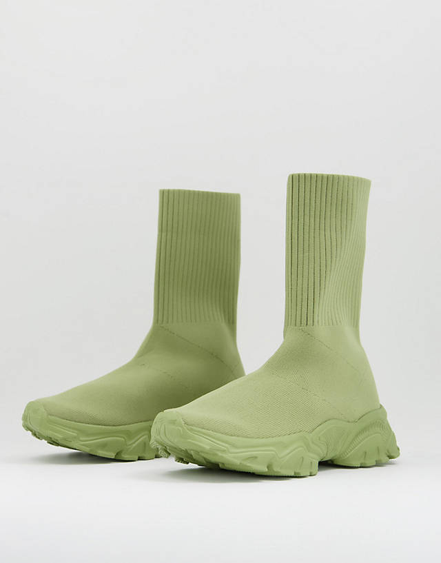 ASOS DESIGN - deven sock trainers in khaki
