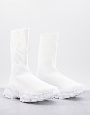 ASOS DESIGN – Deven – Socken-Sneaker in Weiß