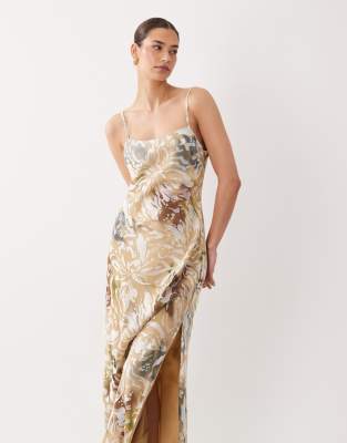 Asos Design Devore Printed Slip Maxi Dress In Multi