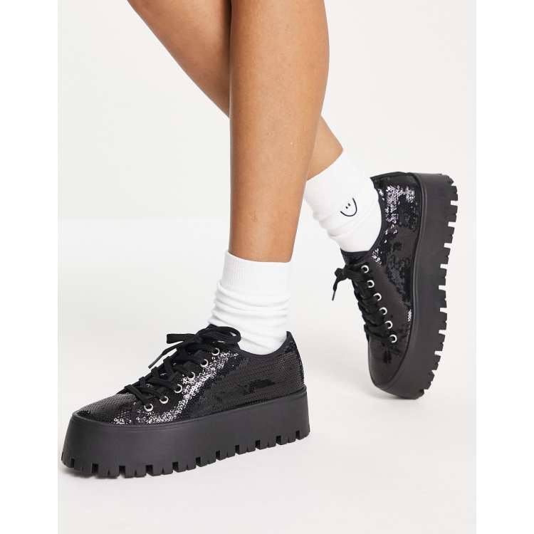 ASOS DESIGN Devoted chunky sneakers in black sequin