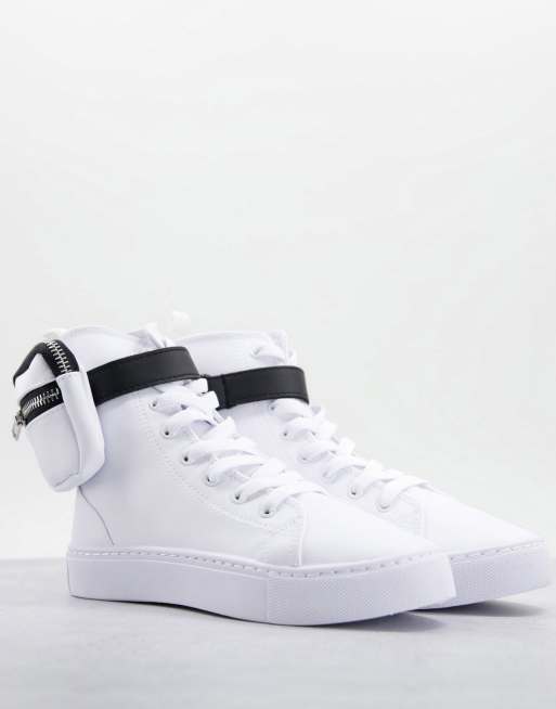 ASOS DESIGN - Dexie - Sneakers alte con pochette, colore bianco