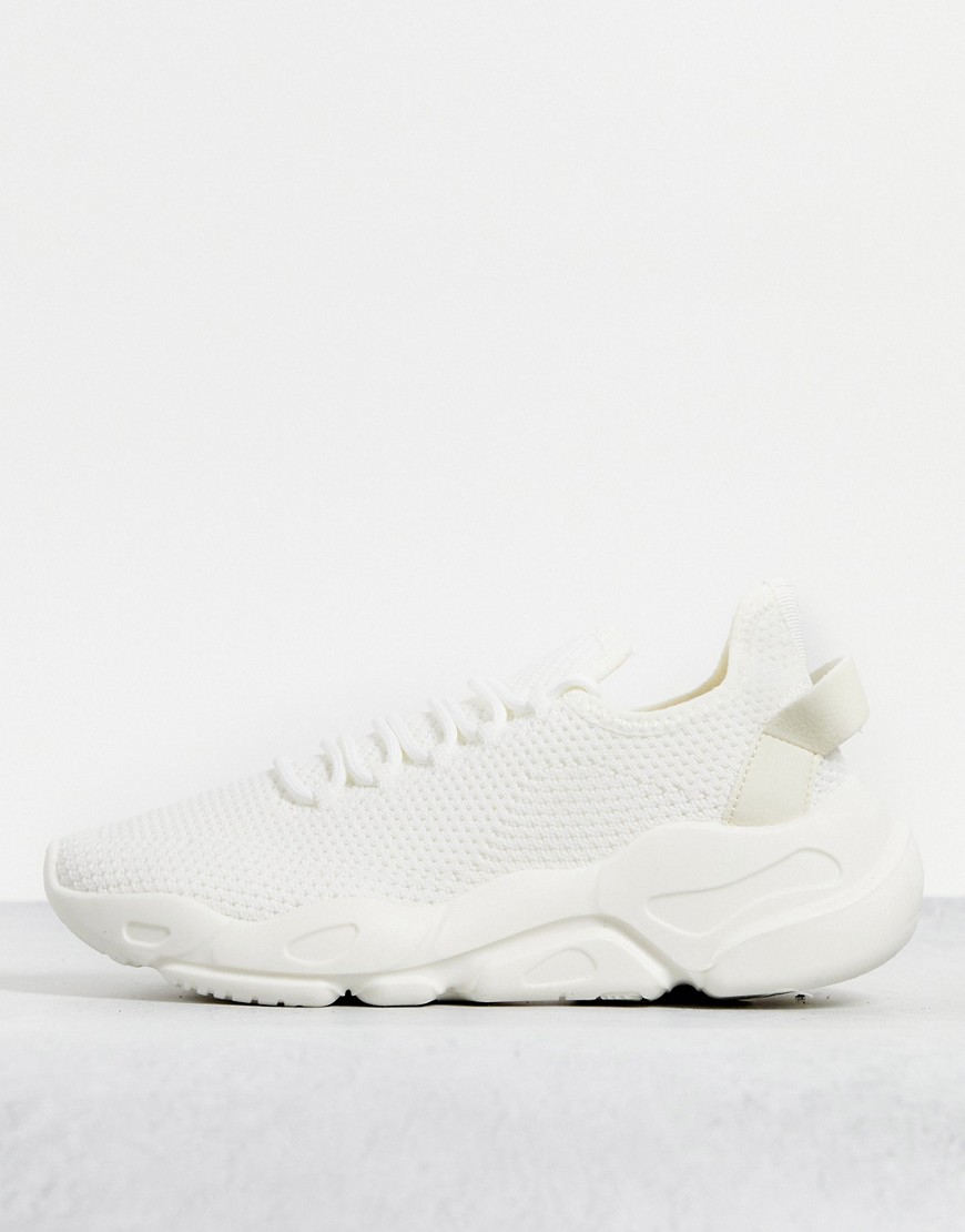 ASOS DESIGN Dexter chunky knit lace up sneakers in white