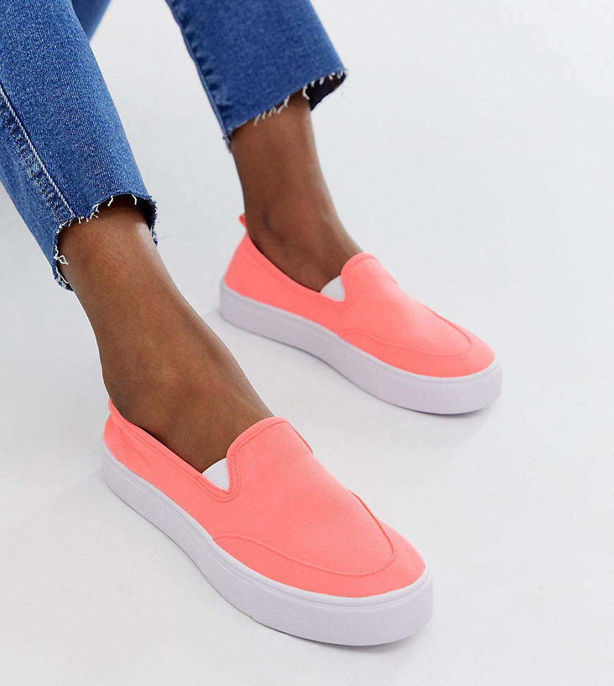 ASOS DESIGN – Dexter – Neonkorallfärgade tygskor i loafer-modell-Orange