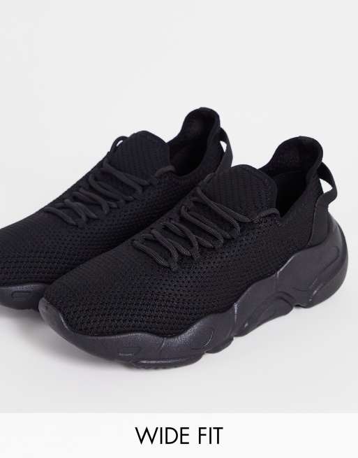 ASOS DESIGN - Dexter - Sneakers stringate nere a pianta larga con suola spessa