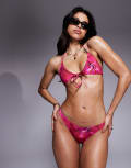 [ASOS DESIGN] ASOS DESIGN Di Starfish hipster bikini bottom in floral print-Pink 14 Pink