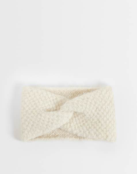 ASOS DESIGN diadema de punto texturizado en blanco invierno - view 1