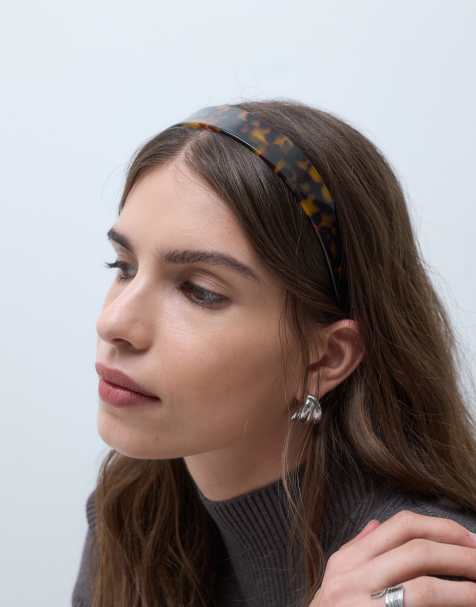 ASOS DESIGN diadema estilo años 90 en carey marrón - view 1