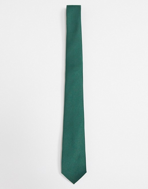 ASOS DESIGN diagonal rib slim tie in green