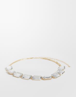 Asos Design Diamante Chain Belt-gold