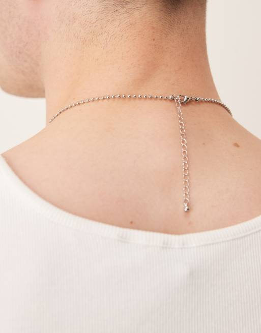 ASOS DESIGN Diamante dog tag pendant necklace in silver