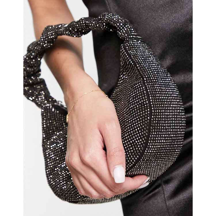 Black hot sale diamante clutch