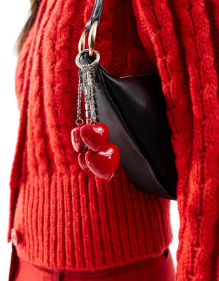 ASOS DESIGN ASOS DESIGN diamante heart bag charm in red