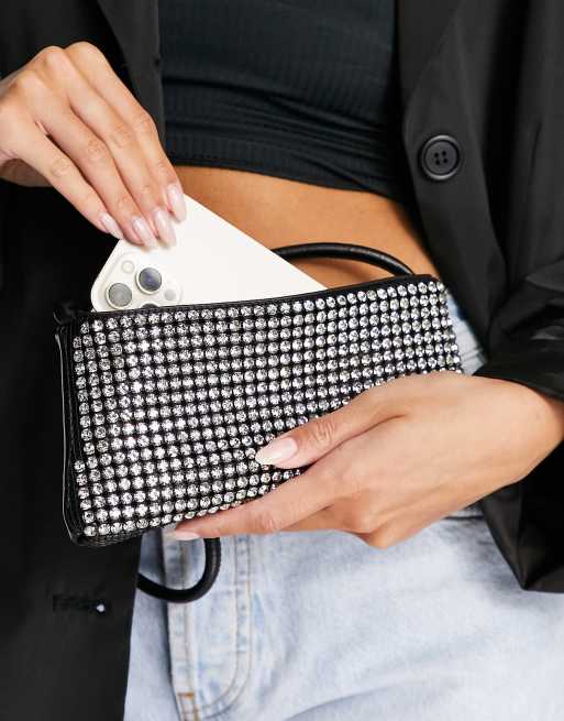 ASOS DESIGN diamante mini shoulder bag in black, 2 of 4