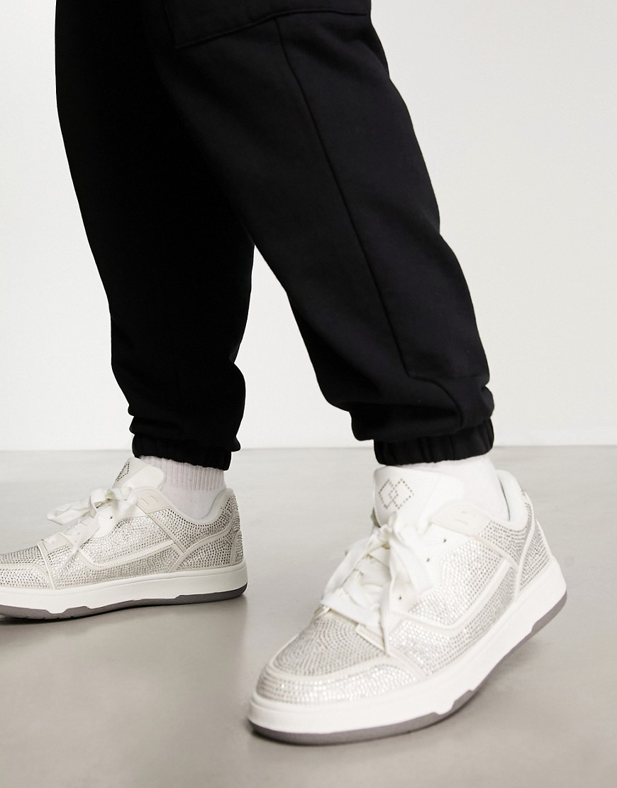 Asos Design Diamante Sneakers In White