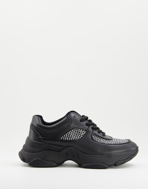 ASOS DESIGN Devoted chunky sneakers in black sequin