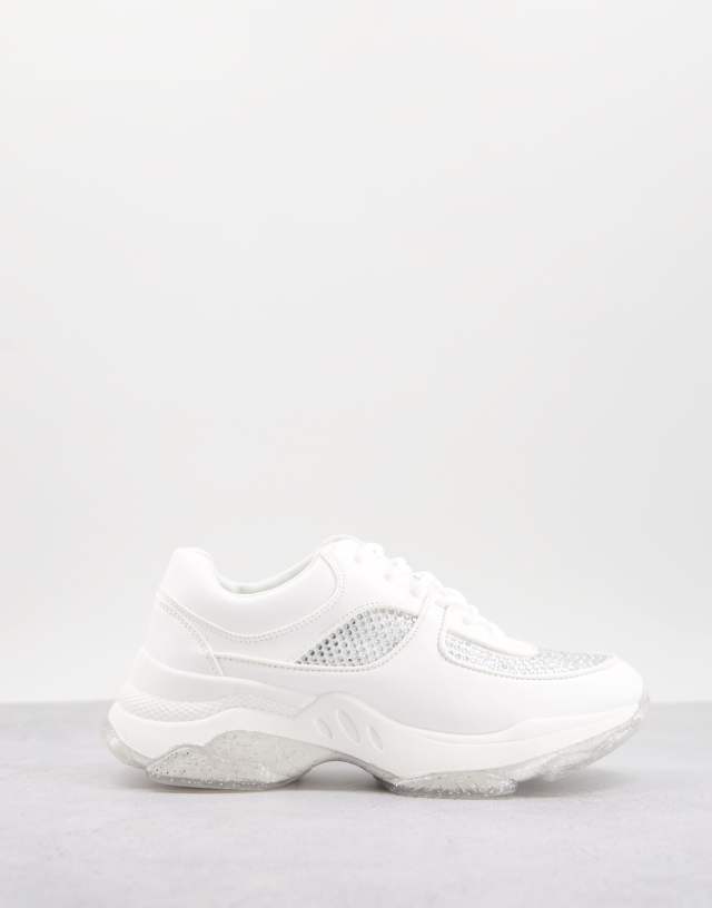 ASOS DESIGN Diamond chunky crystal sneakers in white