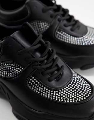 black diamante trainers