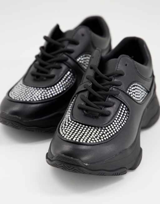 Black diamante hot sale trainers