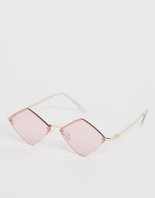 ASOS DESIGN diamond metal half frame sunglasses