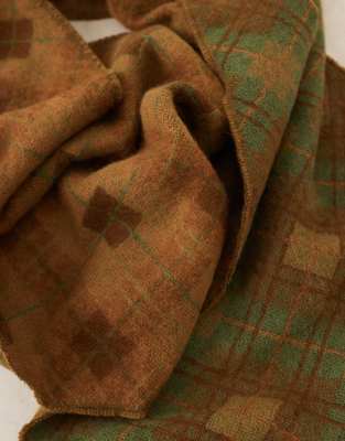 Asos Design Diamond Patterned Wool Blend Scarf-green In Green