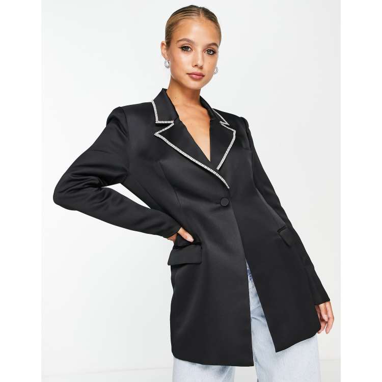 ASOS DESIGN diamonte lapel structured blazer in black | ASOS