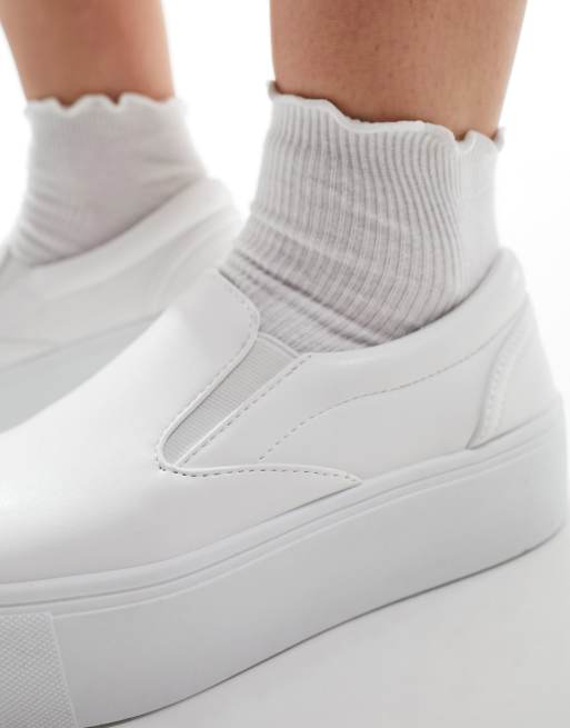 ASOS DESIGN Dice Basket pointure large sans lacets a plateforme Blanc ASOS