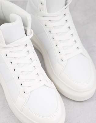 white chunky high top trainers