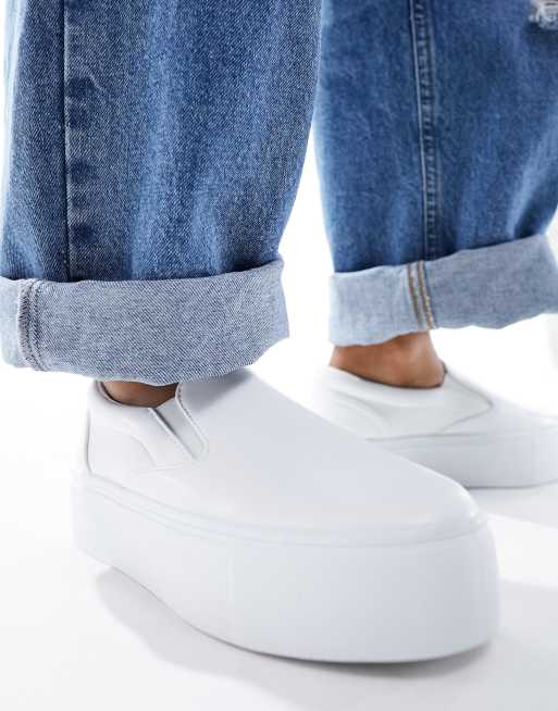 ASOS DESIGN - Dice - Hvide slip-on-sneakers med flatform-sål, 4 af 5