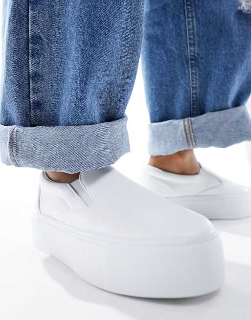 ASOS DESIGN Dice slip on flatform sneakers in white