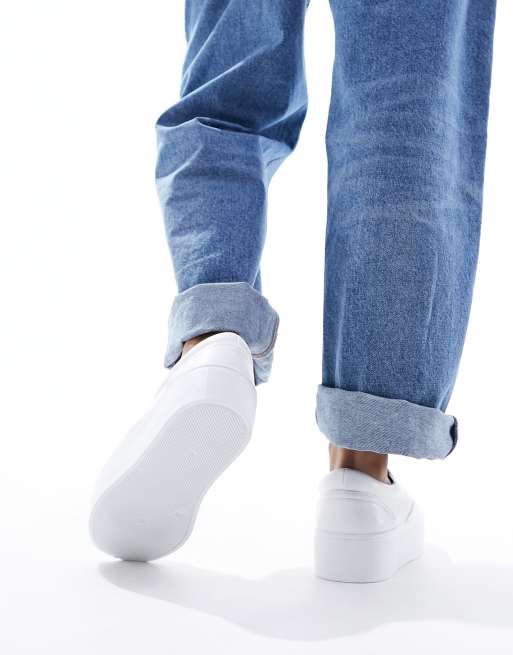 ASOS DESIGN Dice slip on flatform sneakers in white, 5 of 5