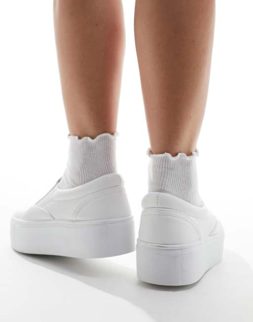 ASOS DESIGN Dice Sneakers senza lacci bianche con suola flatform a pianta larga ASOS