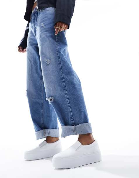 ASOS DESIGN – Dice – Vita flatform-sneakers i loafer-modell - view 1