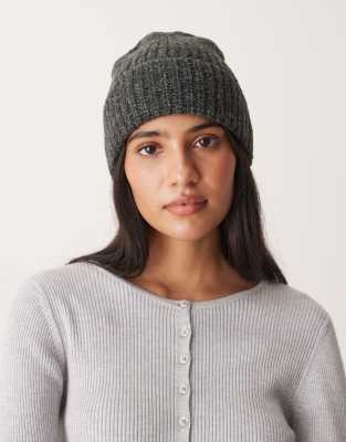 ASOS DESIGN - Dicke Strickmütze in Anthrazit-Grau