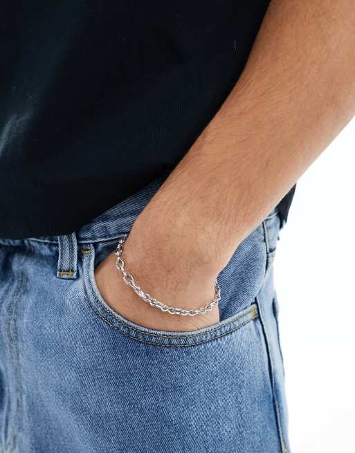 ASOS DESIGN – Dickes Gliederarmband aus wasserfestem Edelstahl in Silberoptik, 4 von 4