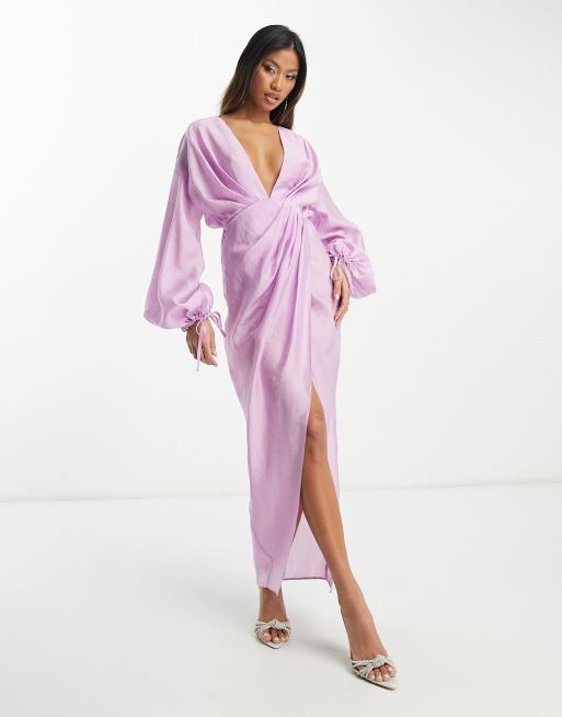 boohoo off the shoulder wrap midi dress