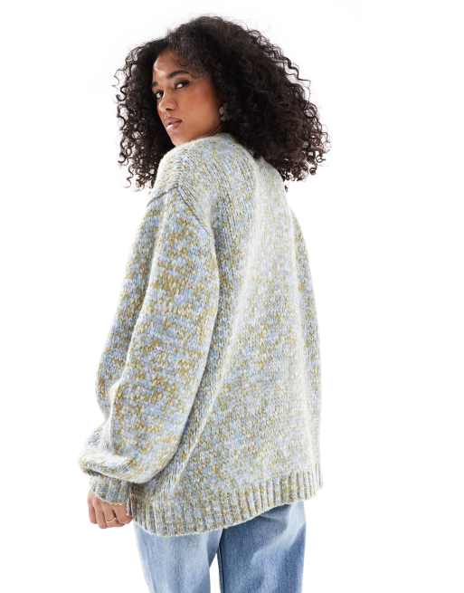 ASOS DESIGN - Dik oversized vest zonder sluiting in blauw en meerdere kleuren, 3 van 4
