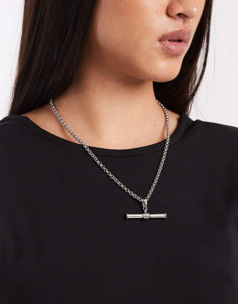 ASOS DESIGN - Dikke ketting met staafhanger in zilver - view 1