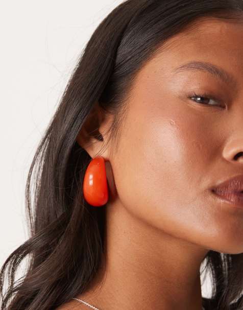 ASOS DESIGN - Dikke oorringen van hars in gebrand oranje - view 1