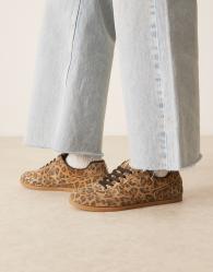 ASOS DESIGN Diligent slim lace up trainers leopard suede