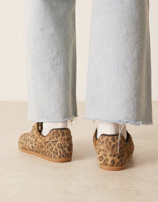 ASOS DESIGN - Diligent - Smalle suède sneakers met veters in luipaardprint, 4 van 5