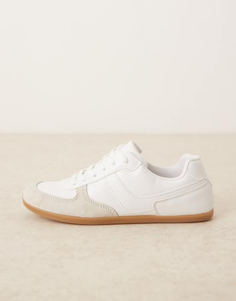 ASOS DESIGN – Diligent – Vita, smala sneakers med snörning - view 1