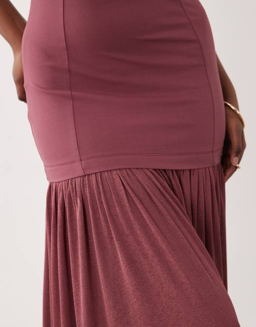 ASOS DESIGN – Dimrosa, ärmlös maxiklänning i hybridstil med skir kjol , 3 av 4